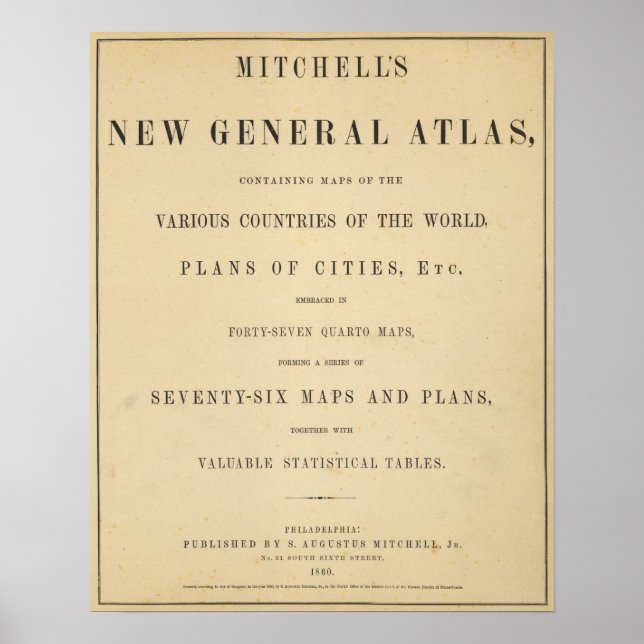 Affiche Titre Page Le nouvel atlas général de Mitchell (Devant)