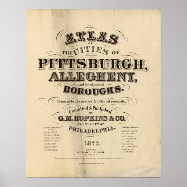 Affiche Titre Page Pittsburgh, Atlas Allegheny (Devant)