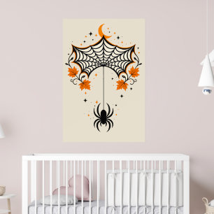 Affiche Titre Toile d'Araignée Vintage & Lune Croissante