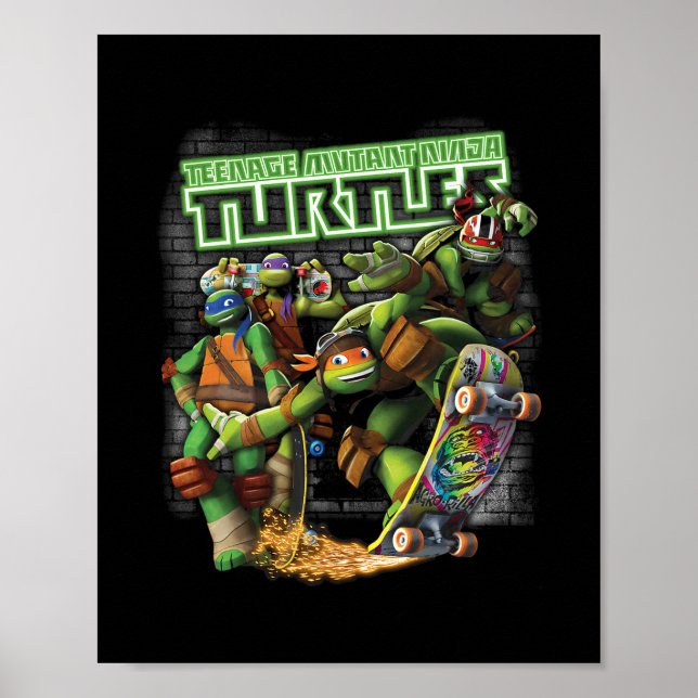 Affiche Tmnt Ninjas Planche à roulettes Néon  (Devant)