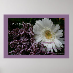 Affiche To be yourself white gerbera daisy flower print