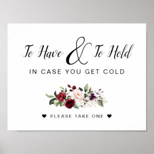Affiche To Have and To Hold Bouquet Wedding Sign