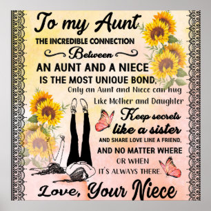 Affiche To My Aunt Gift, Sunflower Gift From Niece