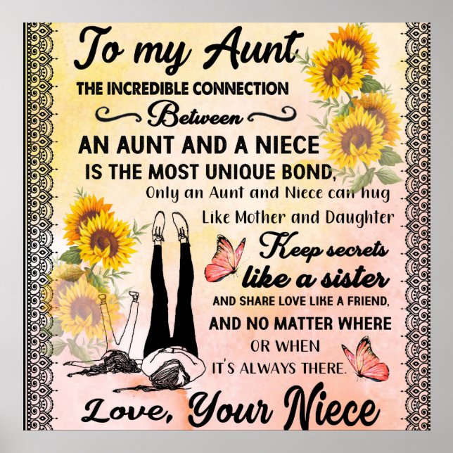 Affiche To My Aunt Gift, Sunflower Gift From Niece (Devant)