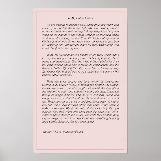 Affiche To My Fellow Sisters (Devant)