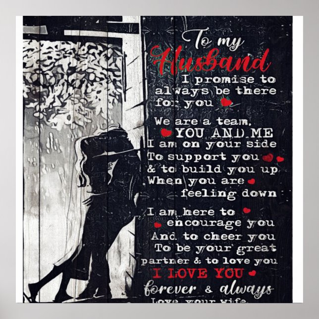 Affiche To My Husband Letter | Cute Present To My Husband| (Devant)