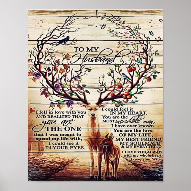 Affiche To My Husband Letter Decor | Gift For Husband (Devant)