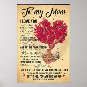 Affiche to my mom, i loe you mothers day gifts