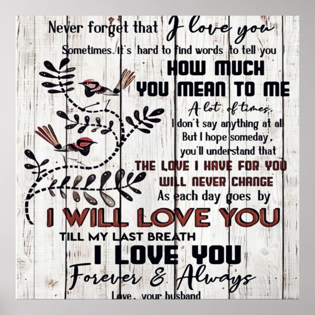 Affiche To my Wife | Home Decor Gift | To My Wife Present (Devant)