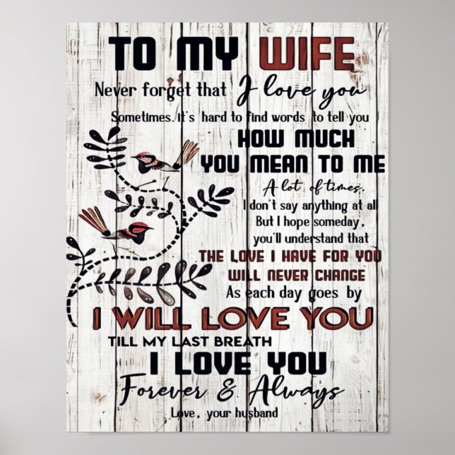 Affiche To my Wife | Home Decor Gift | To My Wife Present (Devant)
