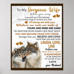 Affiche To My Wolf Wife Birthday Gift, Couple Wedding Gift