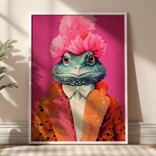 Affiche Toad en costumes funky animal Mode Art rose