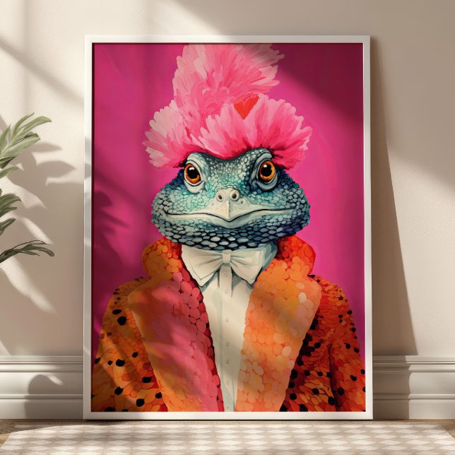 Affiche Toad en costumes funky animal Mode Art rose (Créateur téléchargé)