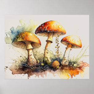 Affiche Toadstool Champignons, Amanita muscaria