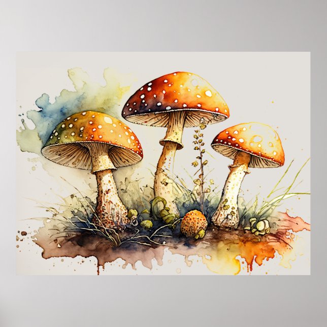 Affiche Toadstool Champignons, Amanita muscaria (Devant)