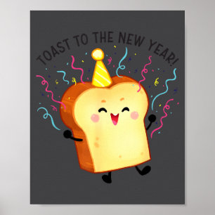 Affiche Toast à la nouvelle année jeu de mots 