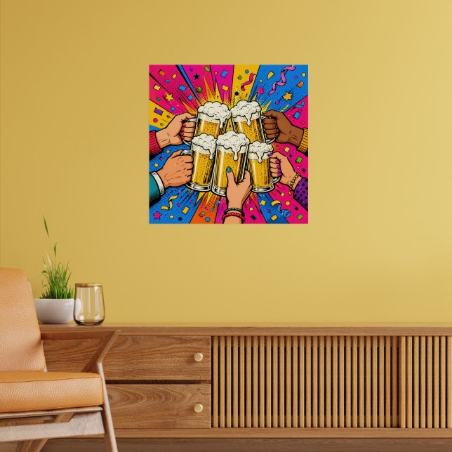 Affiche Toast de bière de la culture Pop Art (Salon 2)