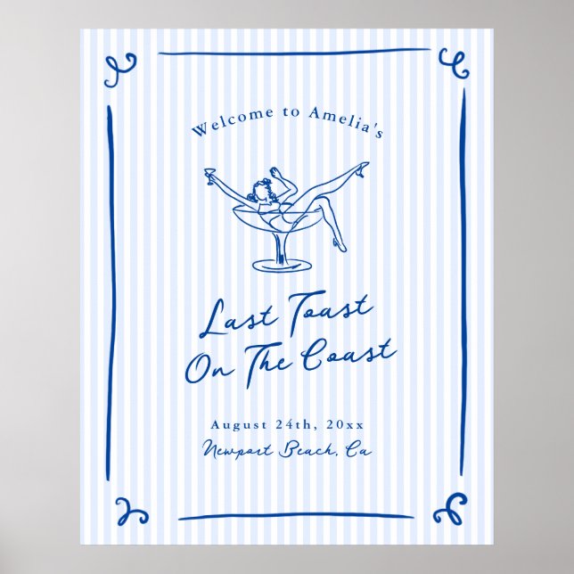 Affiche Toast Dernier bleu à main blanche tiré sur la côte (Devant)
