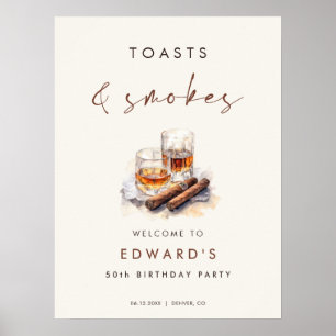 Affiche Toasts and Smokes Whisky & Cigar Bienvenue d'anniv