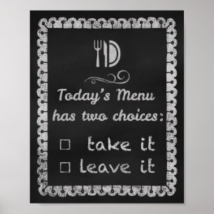 Affiche Today's Menu kitchen chalkboard art prints chalk