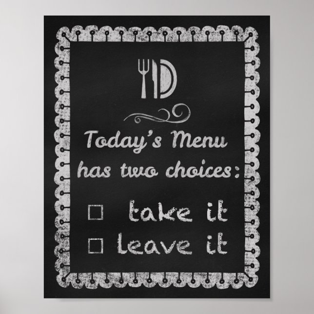 Affiche Today's Menu kitchen chalkboard art prints chalk (Devant)