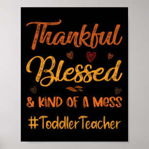 Affiche Toddler Enseignant Merci Bienheureux Thanksgiving