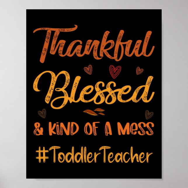 Affiche Toddler Enseignant Merci Bienheureux Thanksgiving  (Devant)