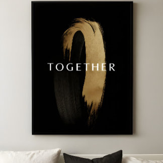 Affiche TOGETHER Gold Abstract Brushstroke Art for Couples