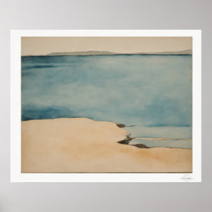 Affiche Toile aquarelle de plage de sable, rivage calme 