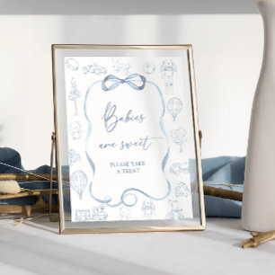 Affiche Toile Bleue de Jouy Baby shower Les bébés sont dou