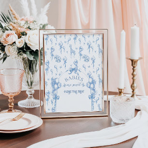 Affiche Toile Bleue Safari Baby shower animal Sweet Treat