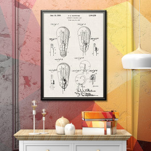 Affiche Toile   Brevet d'ampoule légère