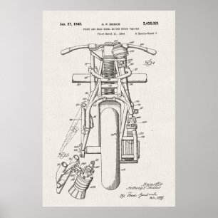 Affiche Toile   Brevet de motocycles