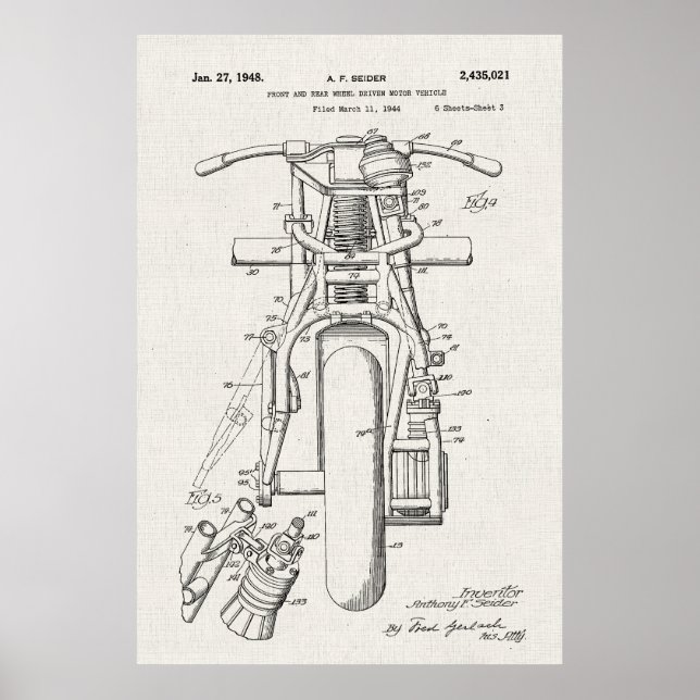 Affiche Toile | Brevet de motocycles (Devant)