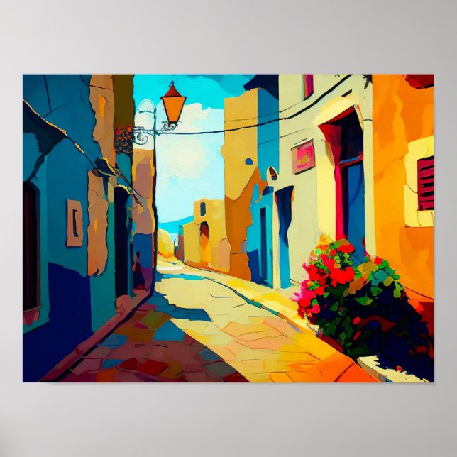 Affiche Toile Cityscape Abstraite Imprimer Stree Contempor (Devant)