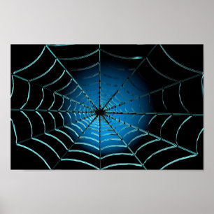 Affiche Toile d'araignée bleu cool