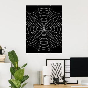 Affiche Toile d'araignée noire et blanche Art d'Halloween