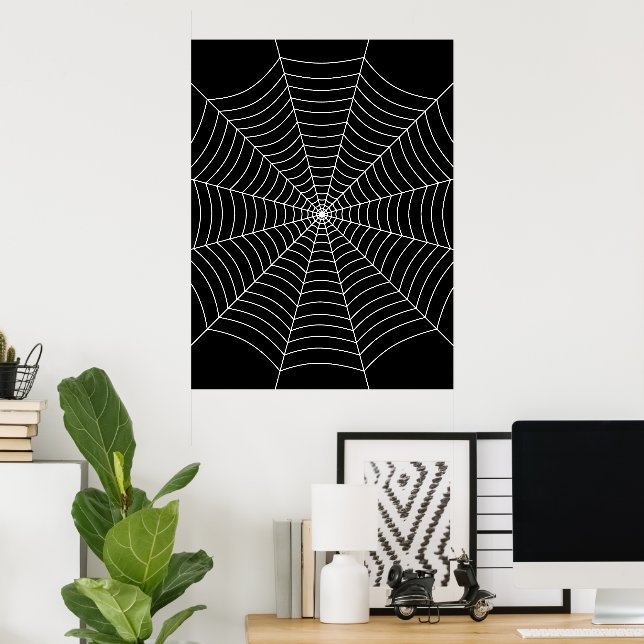 Affiche Toile d'araignée noire et blanche Art d'Halloween (Bureau à domicile)
