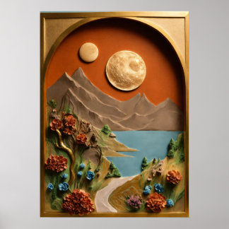 Affiche "Toile d'argile : Magie lune dans les Alpes suisse
