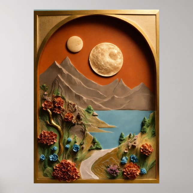 Affiche "Toile d'argile : Magie lune dans les Alpes suisse (Devant)