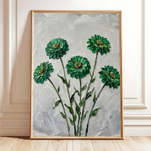 Affiche Toile d'art de Zinnia Vert Emeraude
