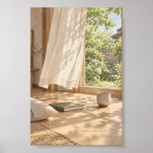 Affiche Toile d'art murale Japandi, Jardin japonais ensole