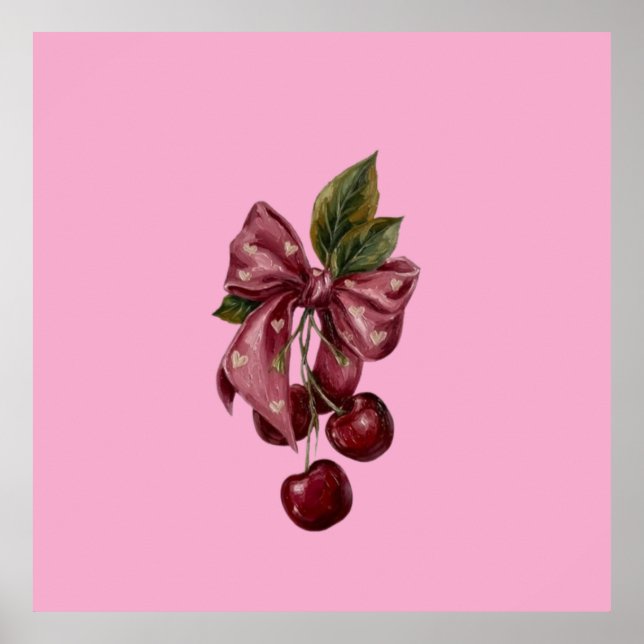 Affiche Toile de fond esthétique Cerise Coquette (Devant)