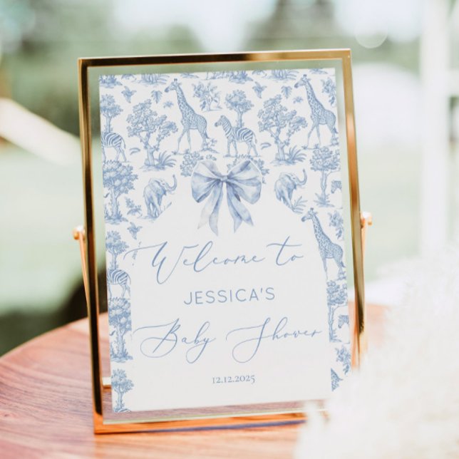 Affiche Toile de Jouy Baby shower animaliers Safari Bienve (Créateur téléchargé)