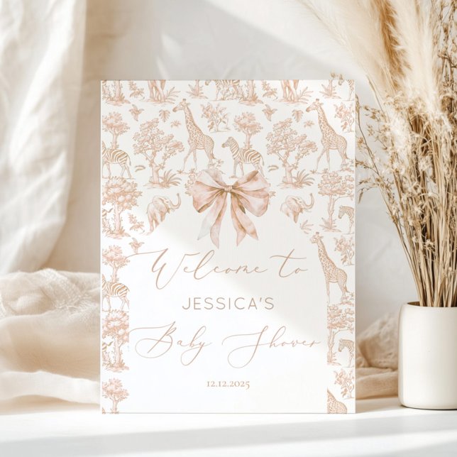 Affiche Toile de Jouy Baby shower animaliers Safari Bienve (Créateur téléchargé)