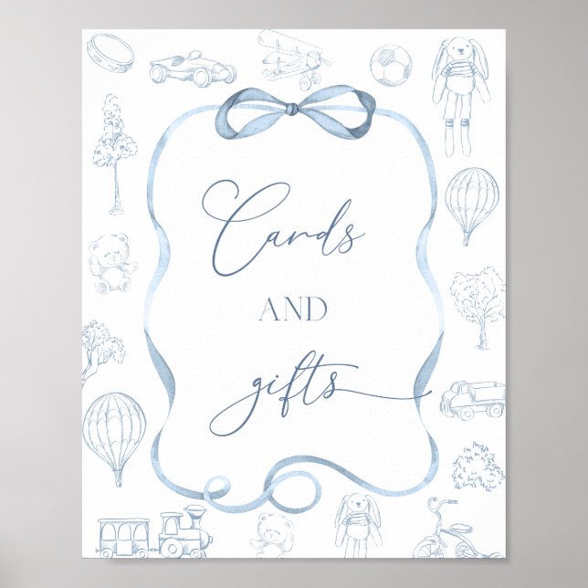 Affiche Toile de Jouy Blue Nursery Cartes et cadeaux (Devant)