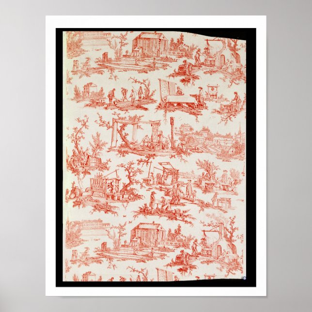 Affiche Toile de Jouy, illustrant les procédés de fabricat (Devant)