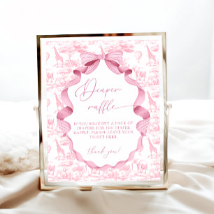 Affiche Toile de Jouy Pink Safari Animaux Déchets Raffle