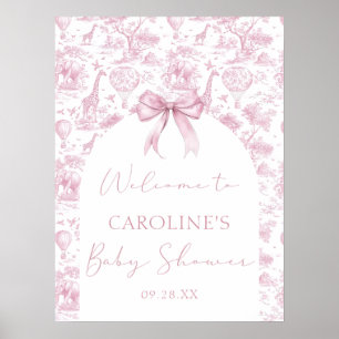 Affiche Toile de Jouy Safari Baby Shower Bienvenue
