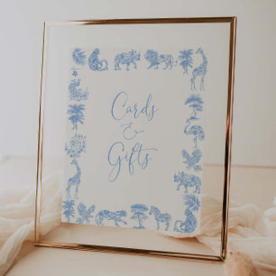 Affiche Toile De Jouy Safari Baby showers Cartes Et Cadeau